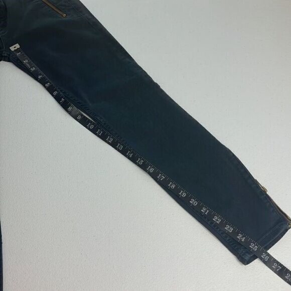 Mother Muse Twill Pants Midnight Blue Zip Pockets Skinny Leg Crop Denim Jeans 24 - Picture 8 of 12